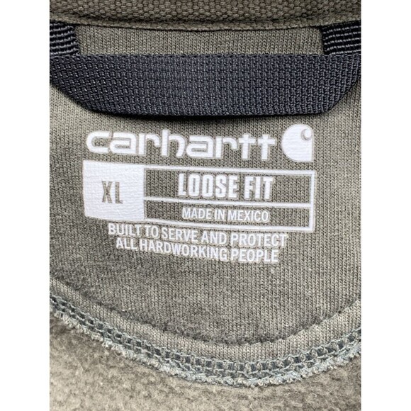 Carhartt Full Zip Fleece Hoodie Men Loose Fit Pockets Olive Green Worker Size XL - Picture 2 of 16